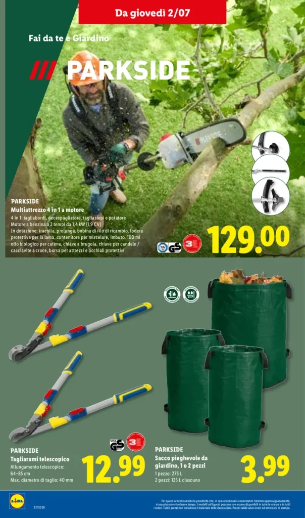 Pagina del volantino parkside del 2 e 6 luglio