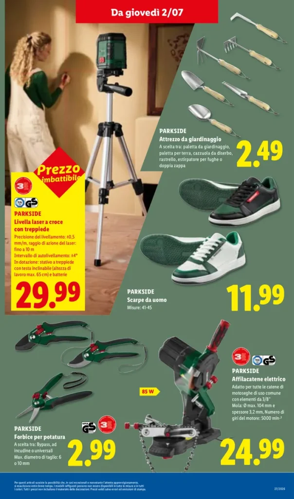 Pagina del volantino parkside del 2 e 6 luglio