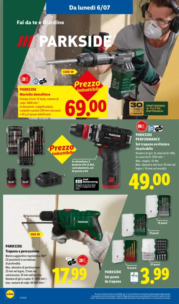 Pagina del volantino parkside del 2 e 6 luglio