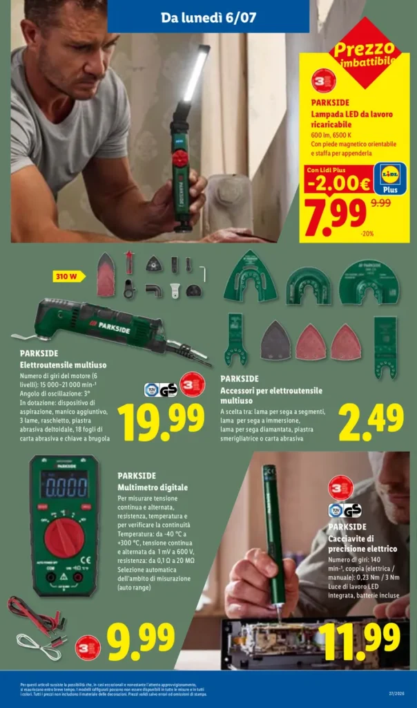Pagina del volantino parkside del 2 e 6 luglio