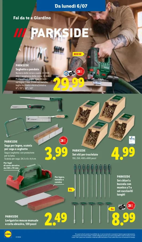 Pagina del volantino parkside del 2 e 6 luglio