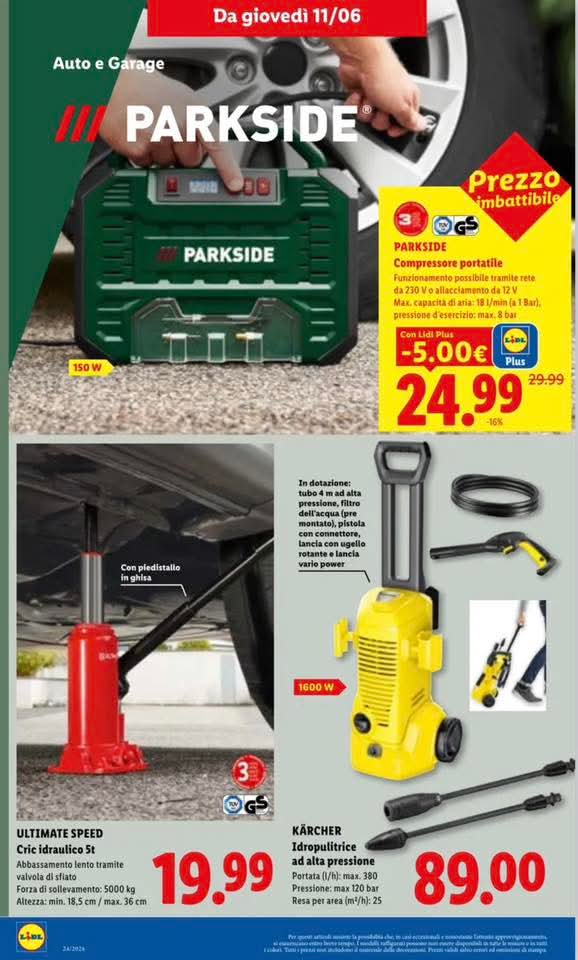Volantino Parkside Lidl 11 giugno 2026