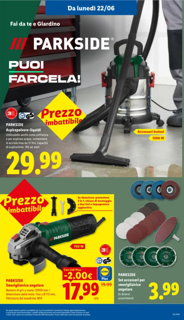 Volantino parkside 22 giugno 2026