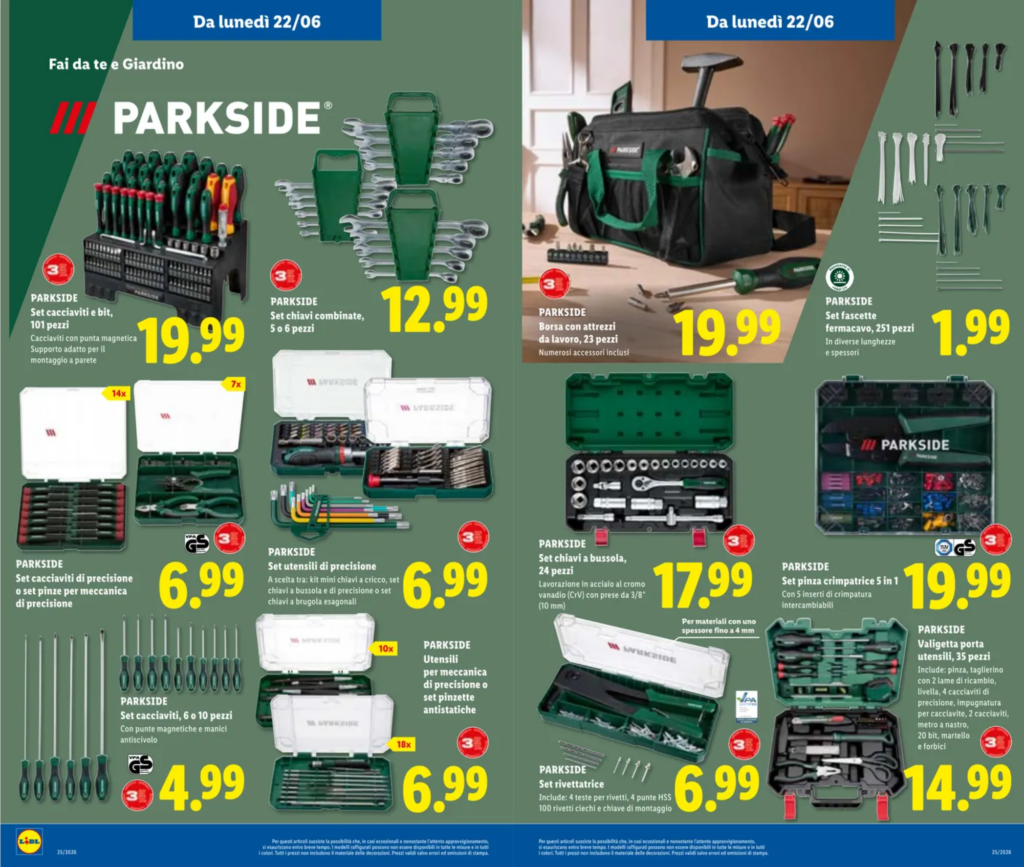 Volantino parkside 22 giugno 2026