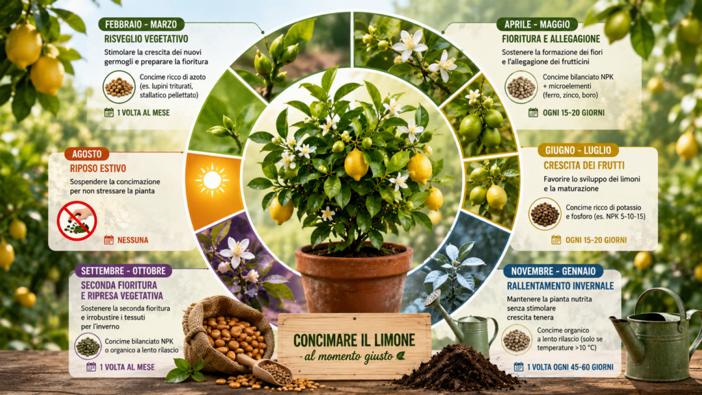 Infografica su quando concimare il limone
