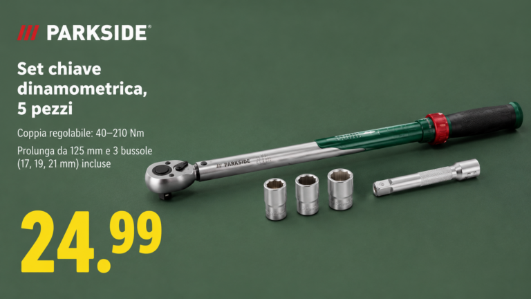 Set chiave dinamometrica Parkside ritorna in offerta da Lidl a € 24,99: ecco quando