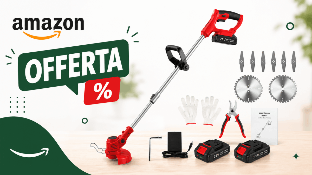 Decespugliatore a batteria Bamse 21V in offerta su Amazon