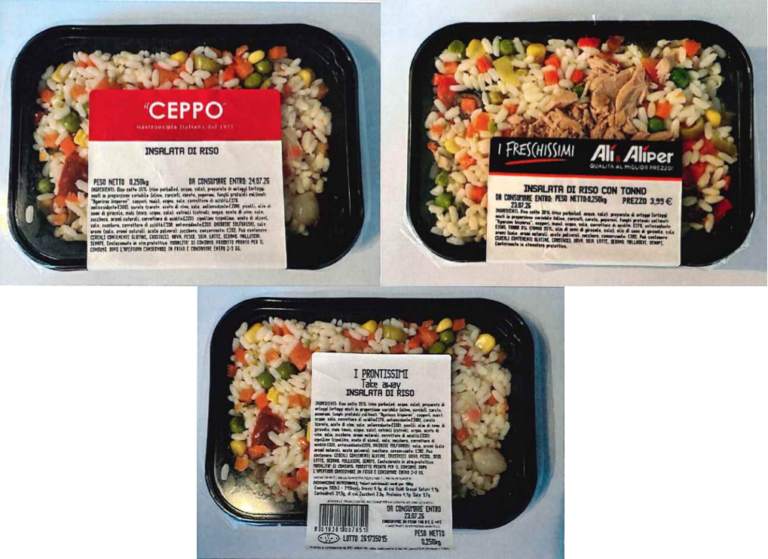 Insalata di riso richiamata per Listeria: coinvolti i marchi Il Ceppo, I Freschissimi e I Prontissimi