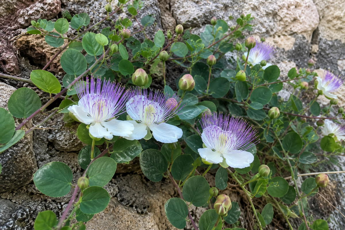 Pianta di cappero in orto