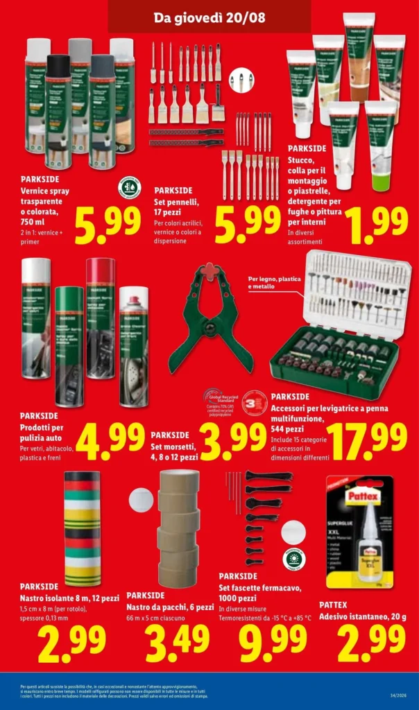 Volantino Lidl Parkside 20 agosto 2026 (Giovedì)