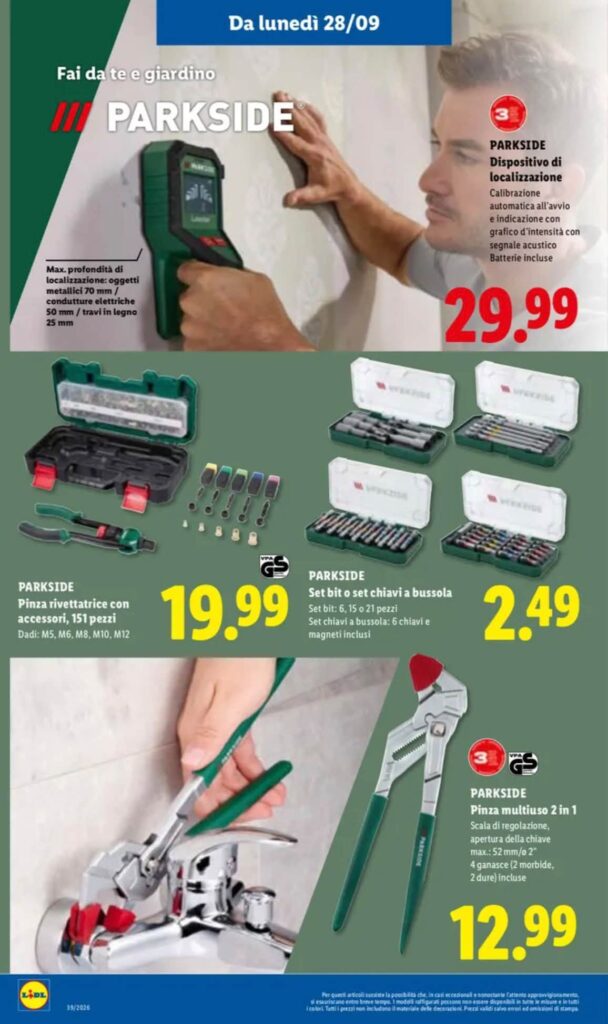 Volantino Parkside lunedì 28 settembre