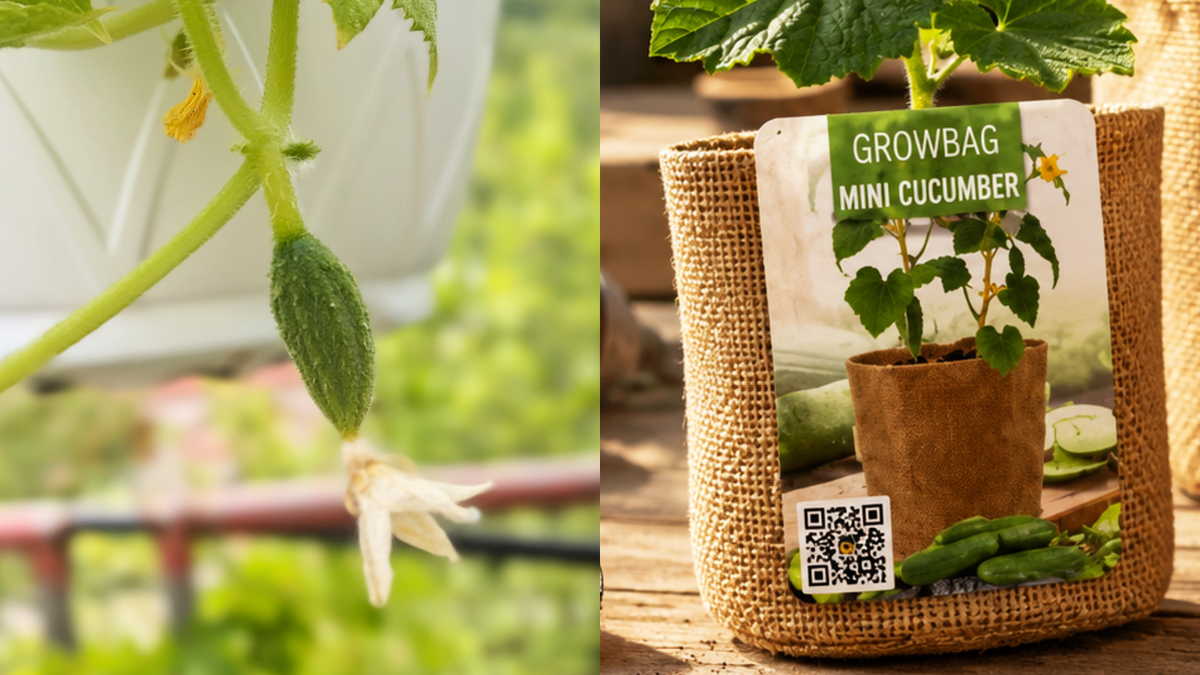 Growbag mini cucumber di action