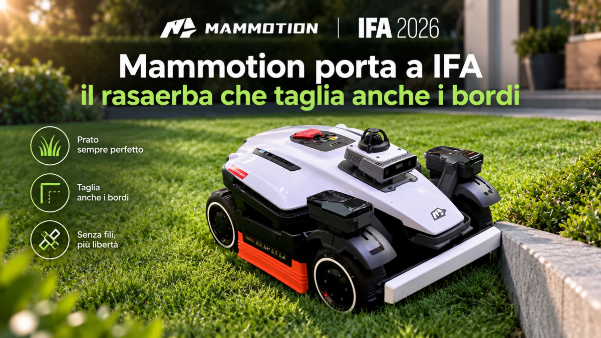Robot rasaerba Mammotion LUBA 4 AWD con sistema di navigazione Quad-Vision esposto a IFA Berlino 2026