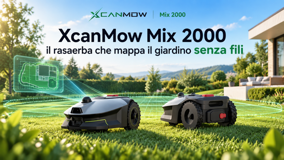 Rasaerba robot XcanMow Mix 2000 in dimostrazione a IFA Berlino 2026 con sistema LiDAR e visione artificiale