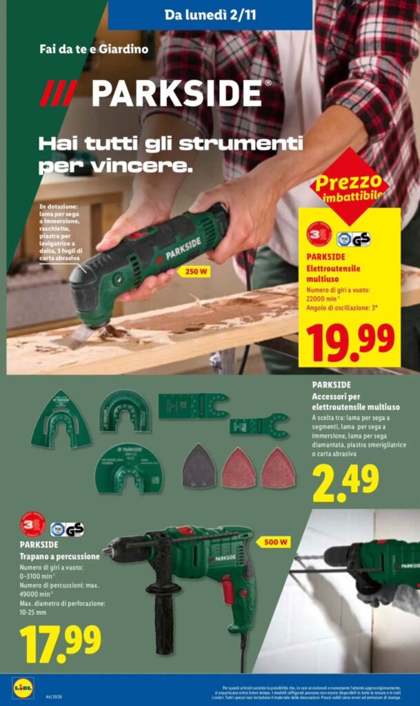 Volantino Parkside 2 novembre 2026
